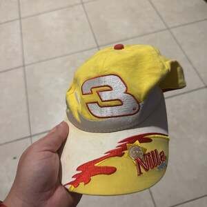 Vintage Nilla Wafers NASCAR Racing Baseball Cap Hat #3 Yellow Red White RARE